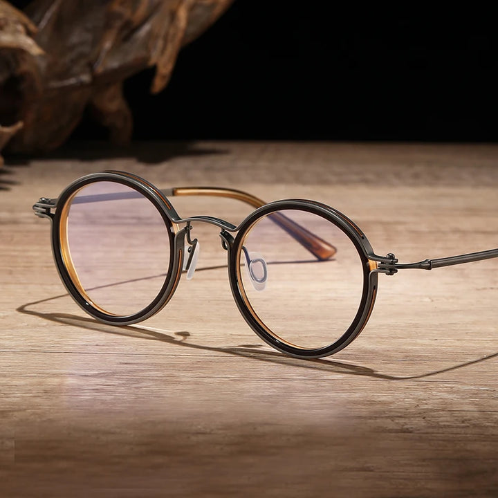 Black Mask Women's Full Rim Round Titanium Acetate Eyeglasses 410685