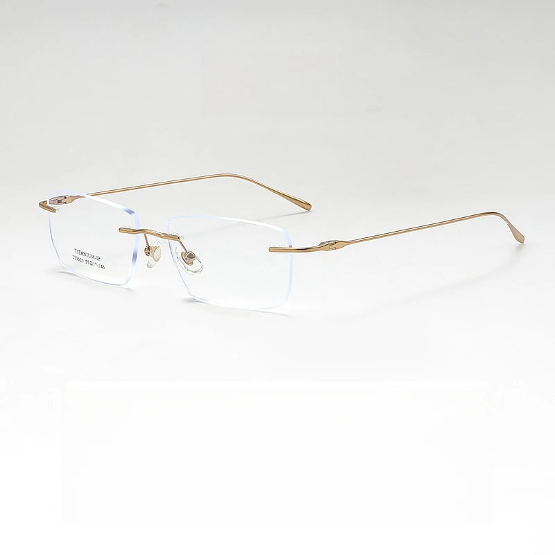 Yimaruili Unisex Rimless Square Titanium Eyeglasses Y233525 Rimless Yimaruili Eyeglasses Gold  