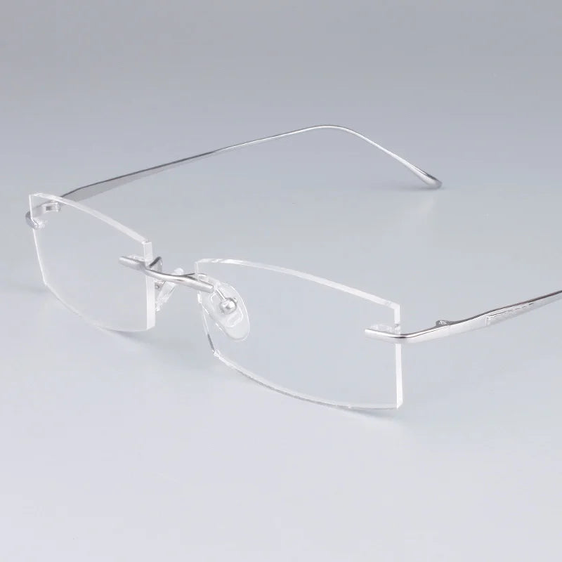 Brightzone Women's Rimless Rectangle Titanium Eyeglasses 713017 Rimless Brightzone Silver