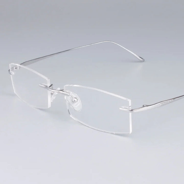 Brightzone Women's Rimless Rectangle Titanium Eyeglasses 713017 Rimless Brightzone Silver