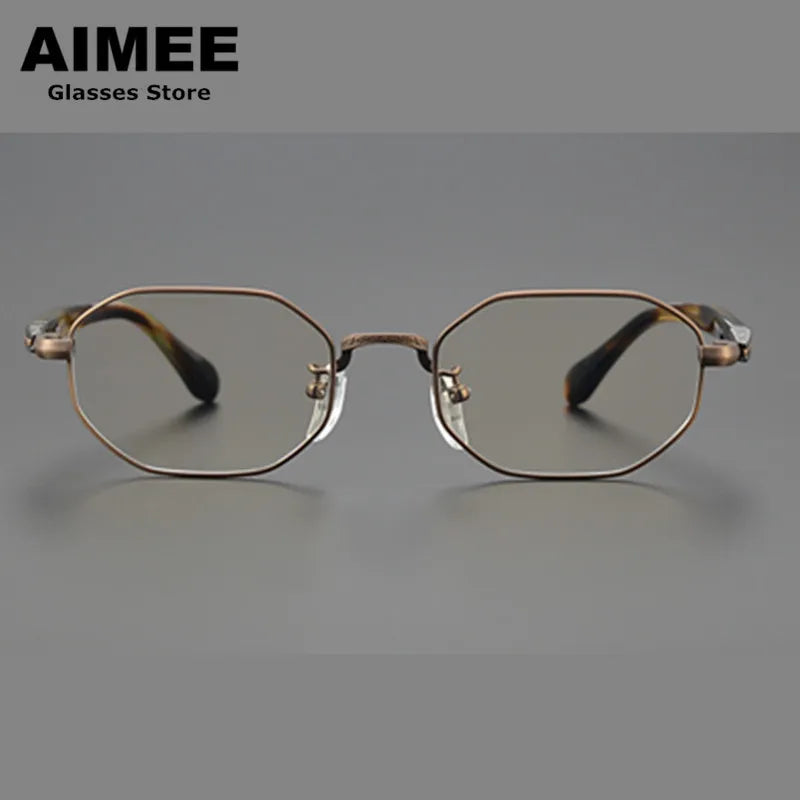 Aimee Unisex Full Rim Flat Top Polygon Titanium Eyeglasses 11092 Full Rim Aimee   