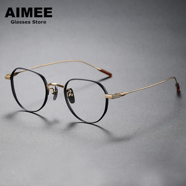 Aimee Unisex Full Rim Flat Top Round Titanium Eyeglasses 80803 Full Rim Aimee   