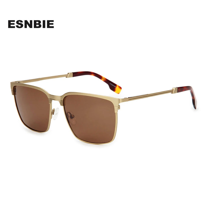 Esnbie Unisex Full Rim Square Titanium Polarized Sunglasses ST195-1