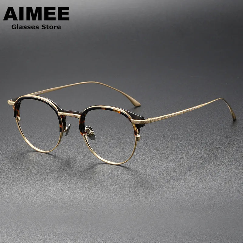 Aimee Unisex Full Rim Round Oval Titanium Acetate Eyeglasses 12516