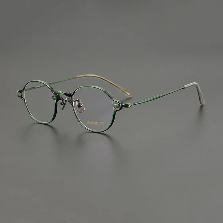 Gatenac Unisex Full Rim Round Small Titanium Eyeglasses Gxyj1199 Full Rim Gatenac Green  