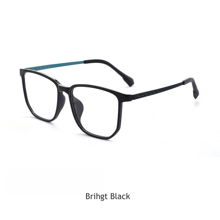 KatKani Men's Full Rim Square Tr 90 β Titanium Eyeglasses 91210 Full Rim KatKani Eyeglasses Brihgt Black CHINA 