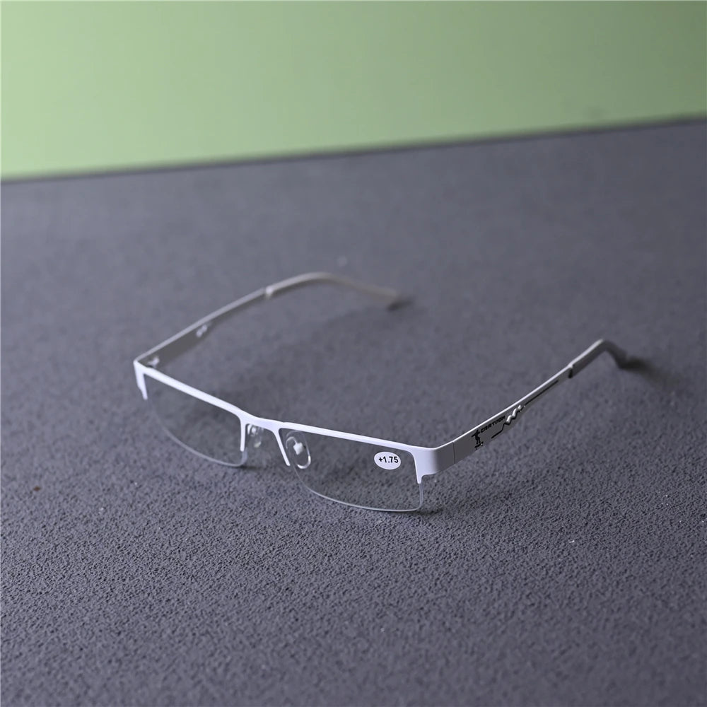 Cubojue Unisex Semi Rim Rectangle Alloy Reading Glasses 6449 Reading Glasses Cubojue   