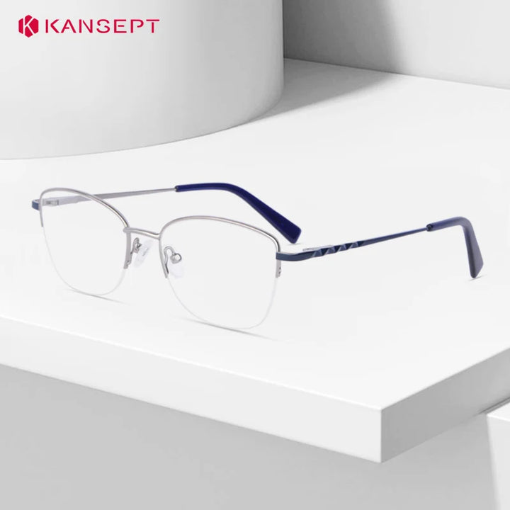Kansept Women's Semi Rim Square Cat Eye Alloy Reading Glasses 72702