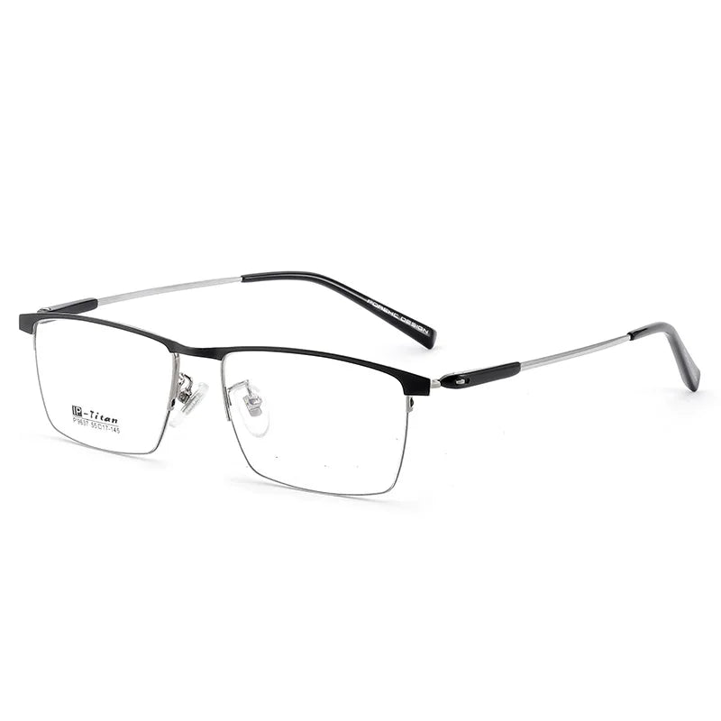 KatKani Unisex Semi Rim Square Alloy Eyeglasses 9367 Semi Rim KatKani Eyeglasses Black Gun  