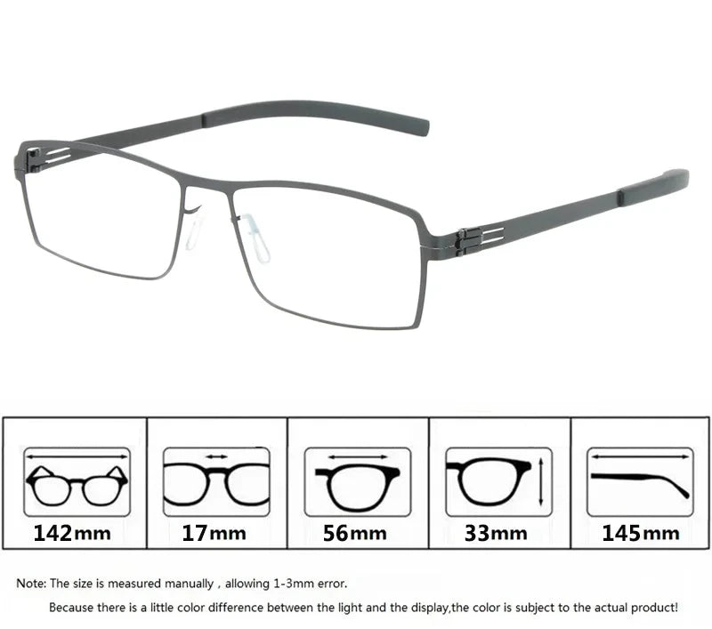 Bobbie Unisex Full Rim Square Screwless Steel Eyeglasses 508576