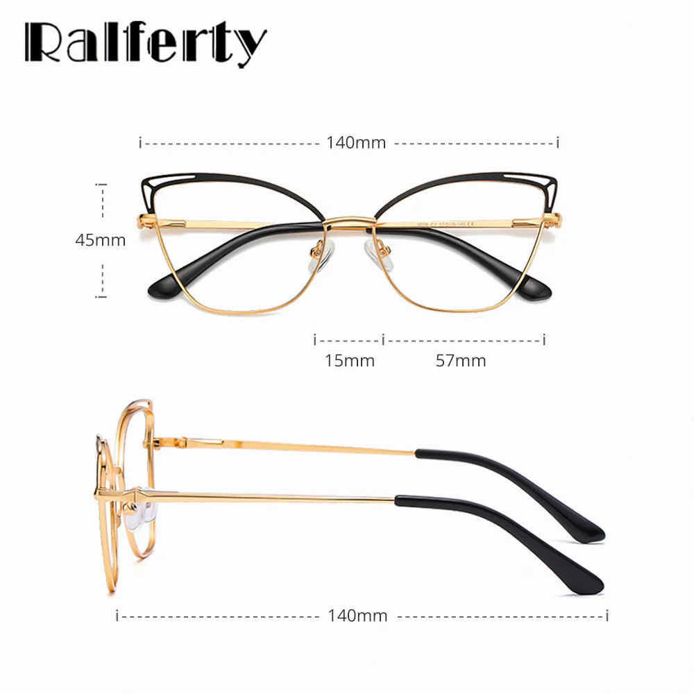 Ralfterty Women's Full Rim Oval Cat Eye Alloy Eyeglasses 883038