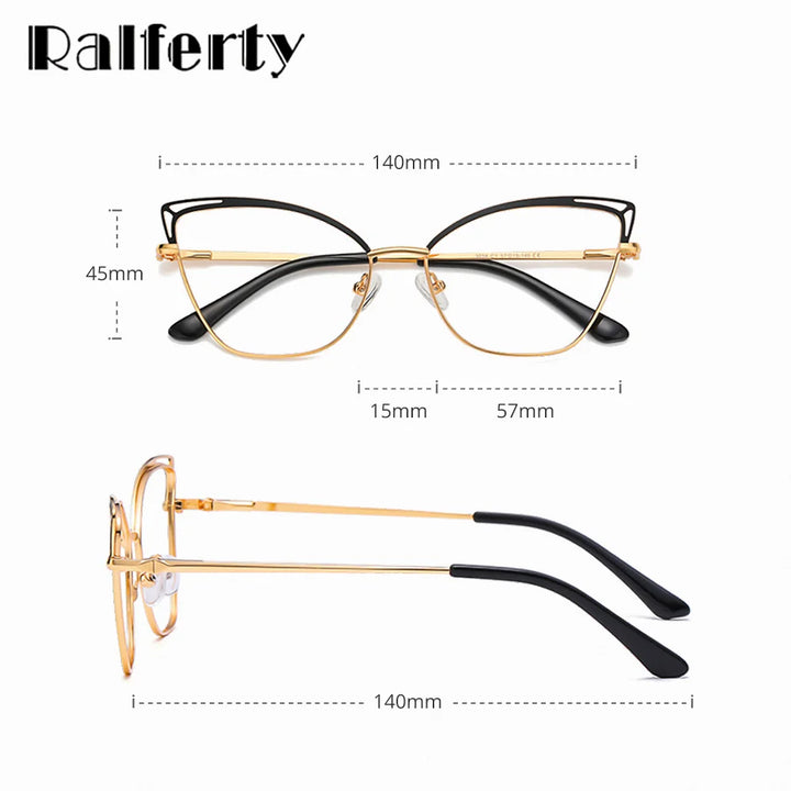 Ralfterty Women's Full Rim Oval Cat Eye Alloy Eyeglasses 883038