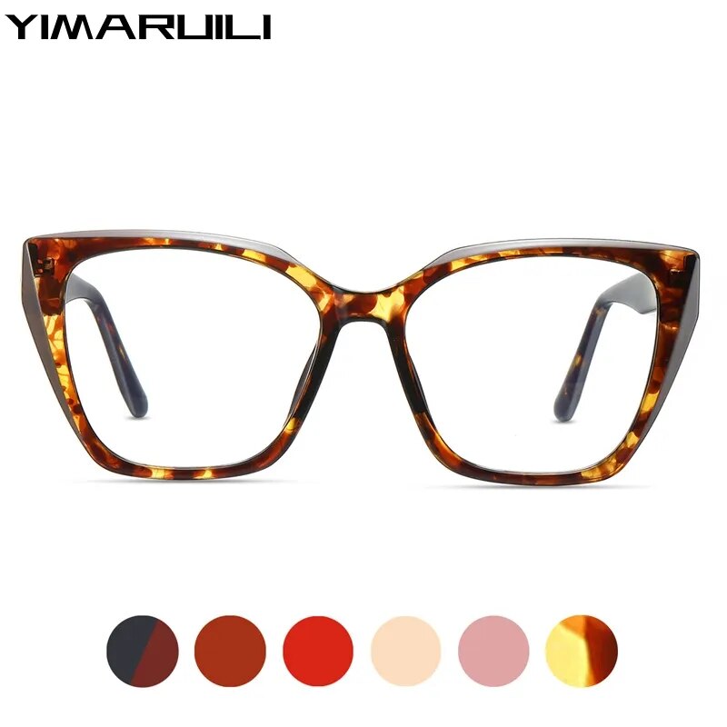 Yimaruili Women's Full Rim Cat Eye Tr 90 Acetate Eyeglasses 87216 Full Rim Yimaruili Eyeglasses   