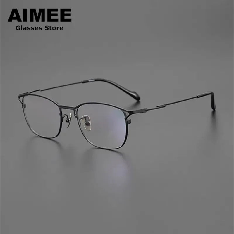 Aimee Unisex Full Rim Square Titanium Eyeglasses 250045 Full Rim Aimee Black  