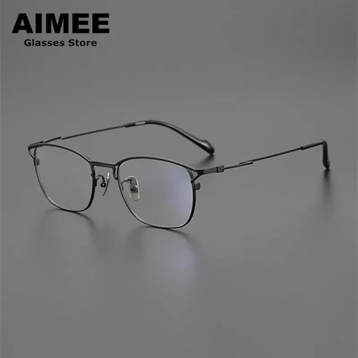 Aimee Unisex Full Rim Square Titanium Eyeglasses 250045 Full Rim Aimee Black  