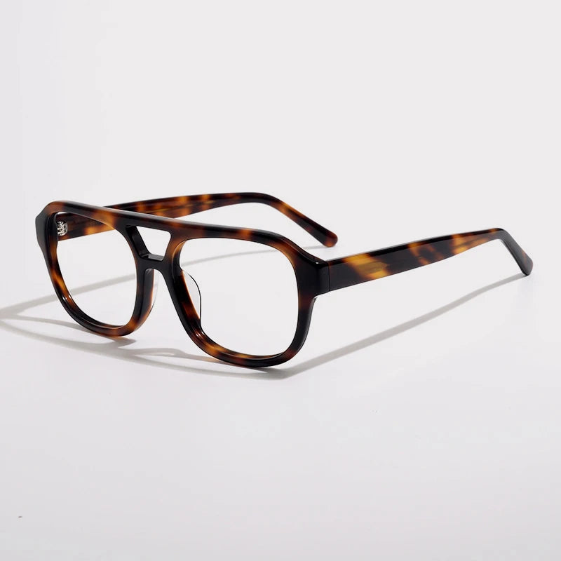 Gatenac Unisex Full Rim Square Double Bridge Acetate Eyeglasses Gx1515 Full Rim Gatenac Tortoiseshell  