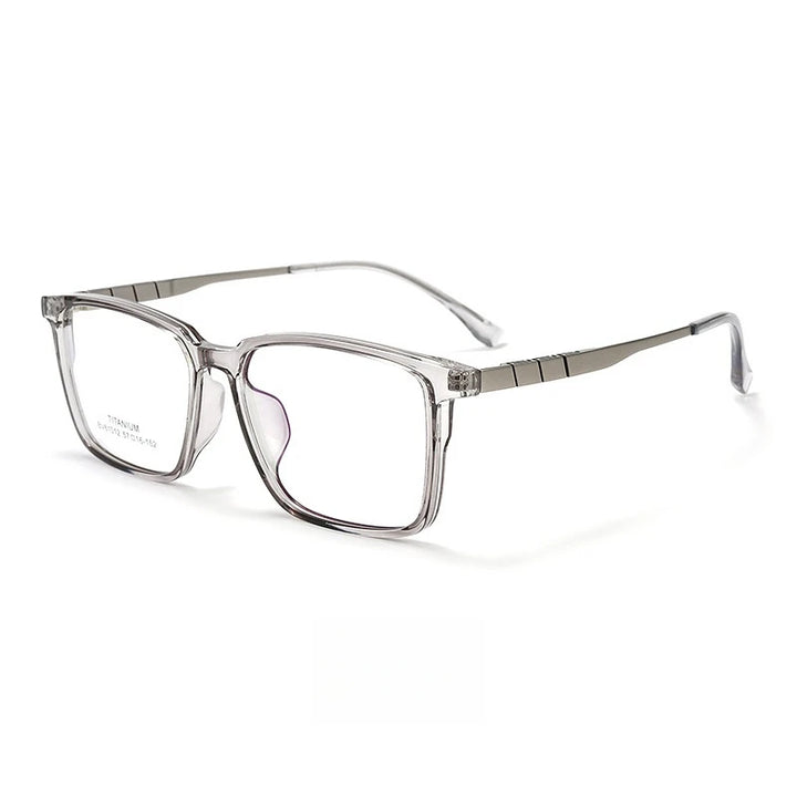 Yimaruili Men's Full Rim Big Square Tr 90 Titanium Eyeglasses 61012 Full Rim Yimaruili Eyeglasses Transparent Gray  