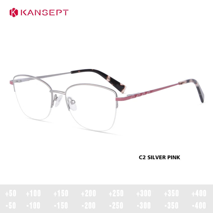 Kansept Women's Semi Rim Square Cat Eye Alloy Reading Glasses 72702