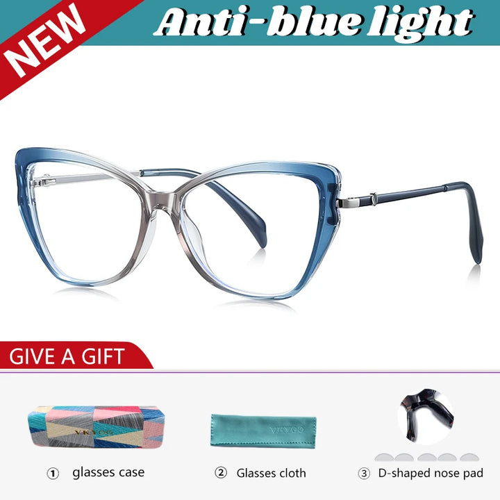 Vicky Women's Full Rim Oval Butterfly Tr 90 Alloy Reading Glasses 77236
