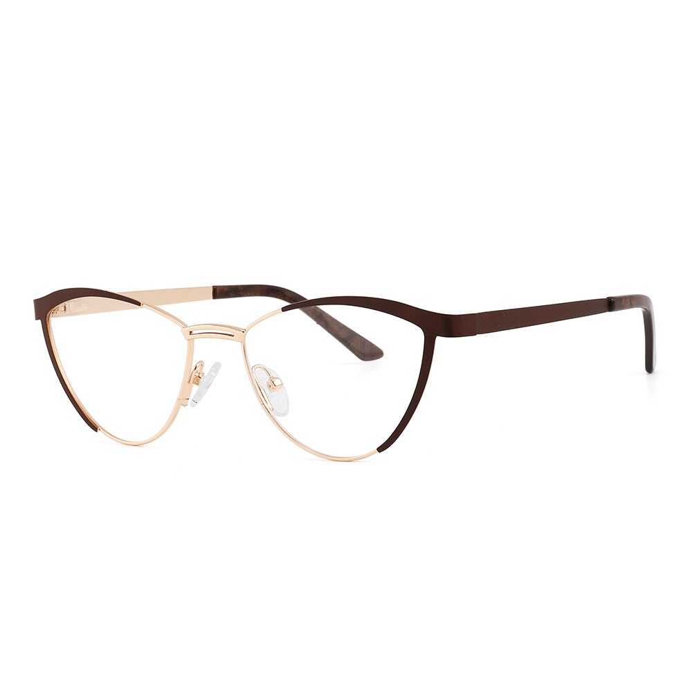 Laoyehui Women's Full Rim Cat Eye Alloy Hyperopic Reading Glasses Glr8069 Reading Glasses Laoyehui 0(NO BLUE LIGHT) C3 brown 