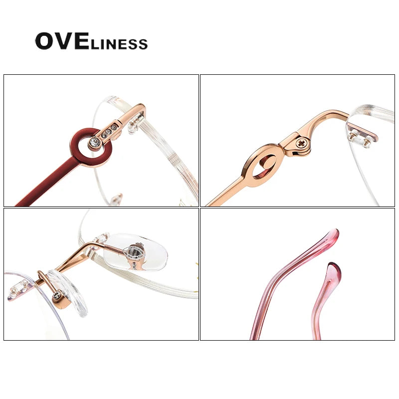 Oveliness Women's Rimless Oval Cat Eye Titanium Eyeglasses 196009 Rimless Oveliness   