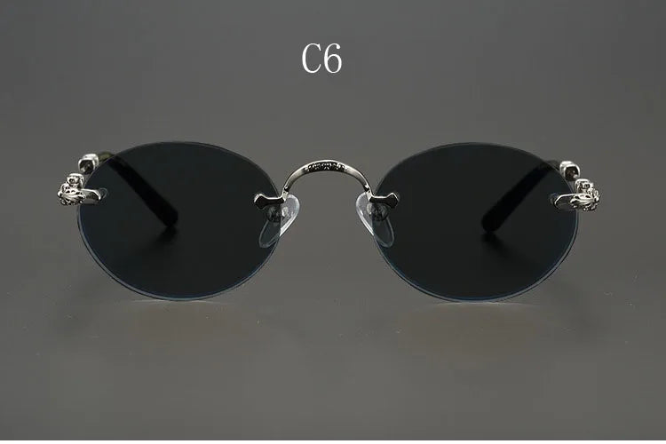 Yujo Men's Rimless Round Oval Alloy UV400 Sunglasses Y4159 Sunglasses Yujo C6 CHINA 