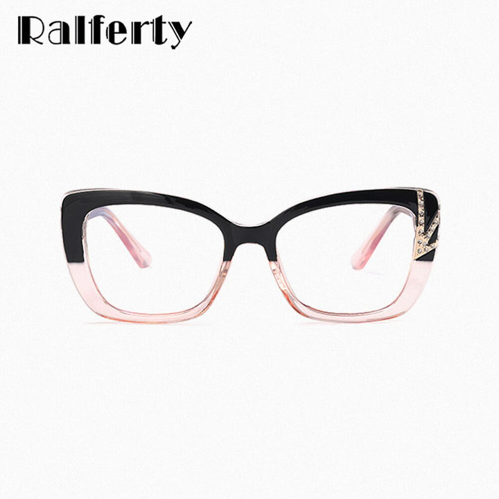 Ralferty Women's Full Rim Square Cat Eye Tr 90 Acetate Eyeglasses F82098 Full Rim Ralferty   