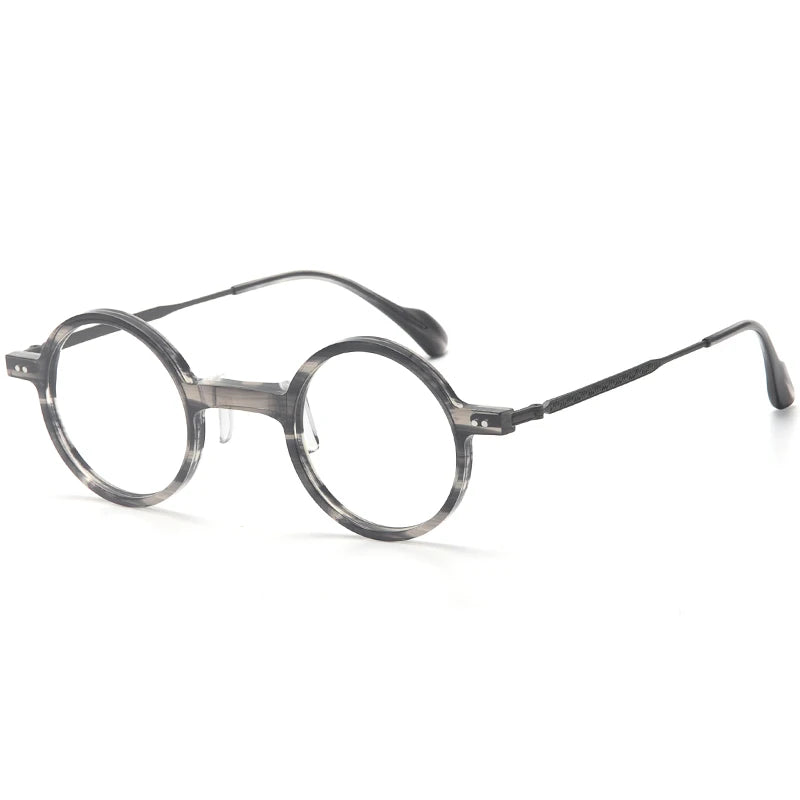 Muzz Men's Full Rim Round Titanium Acetate Eyeglasses 972100