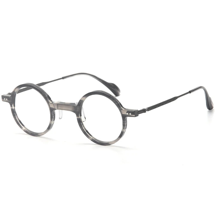 Muzz Men's Full Rim Round Titanium Acetate Eyeglasses 972100