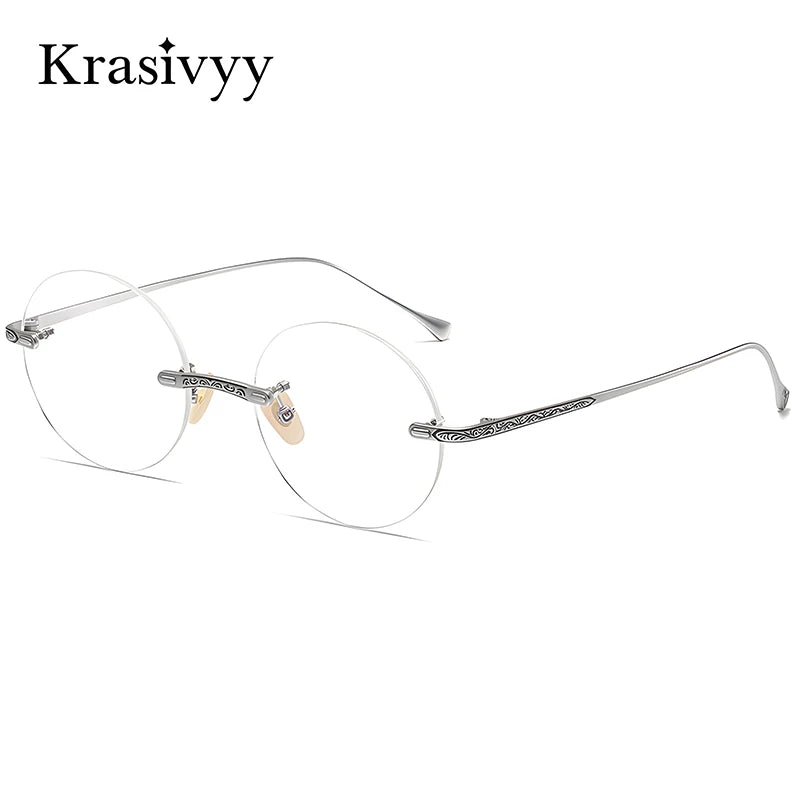 Krasivyy Women's Rimless Round Titanium Eyeglasses 45933