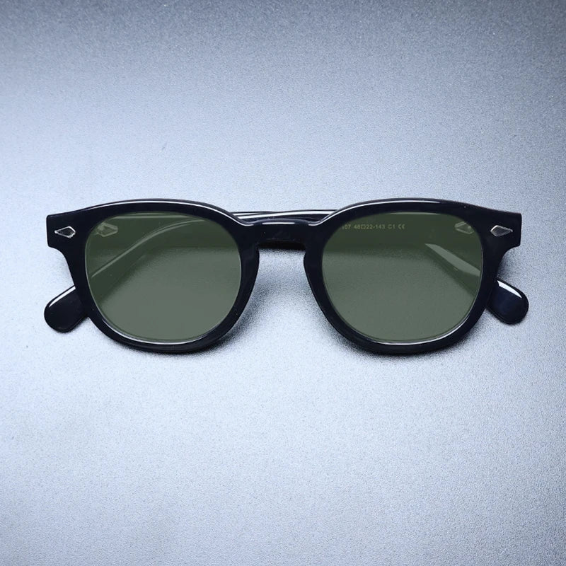 Gatenac Unisex Full Rim Square Polarized Acetate Sunglasses Mo14 Sunglasses Gatenac Black Green  