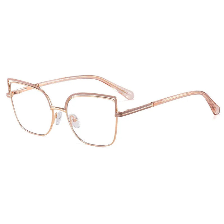 CCspace Women's Full Rim Square Cat Eye Alloy Eyeglasses 301091 Full Rim CCspace Khaki  