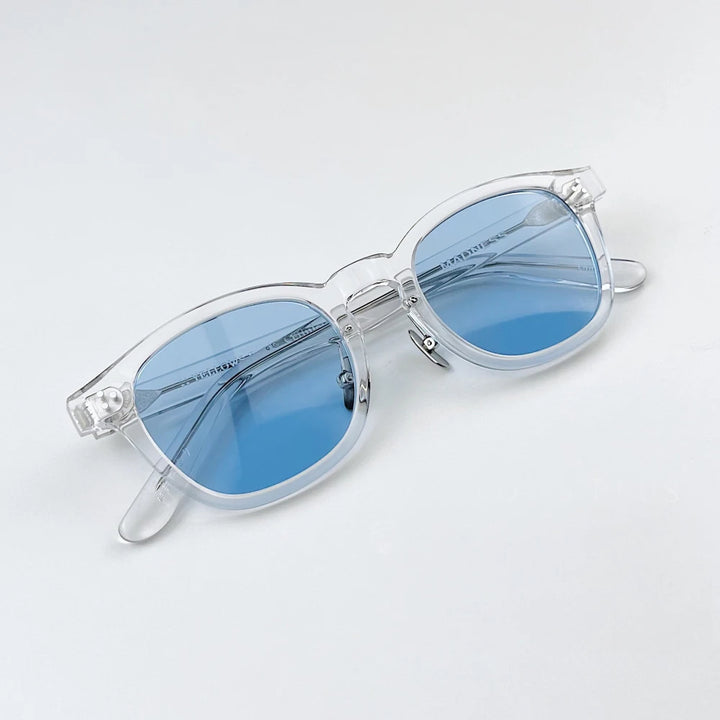 Black Mask Unisex Full Rim Square Acetate Sunglasses 484022 Sunglasses Black Mask Crystal-Blue As Shown 