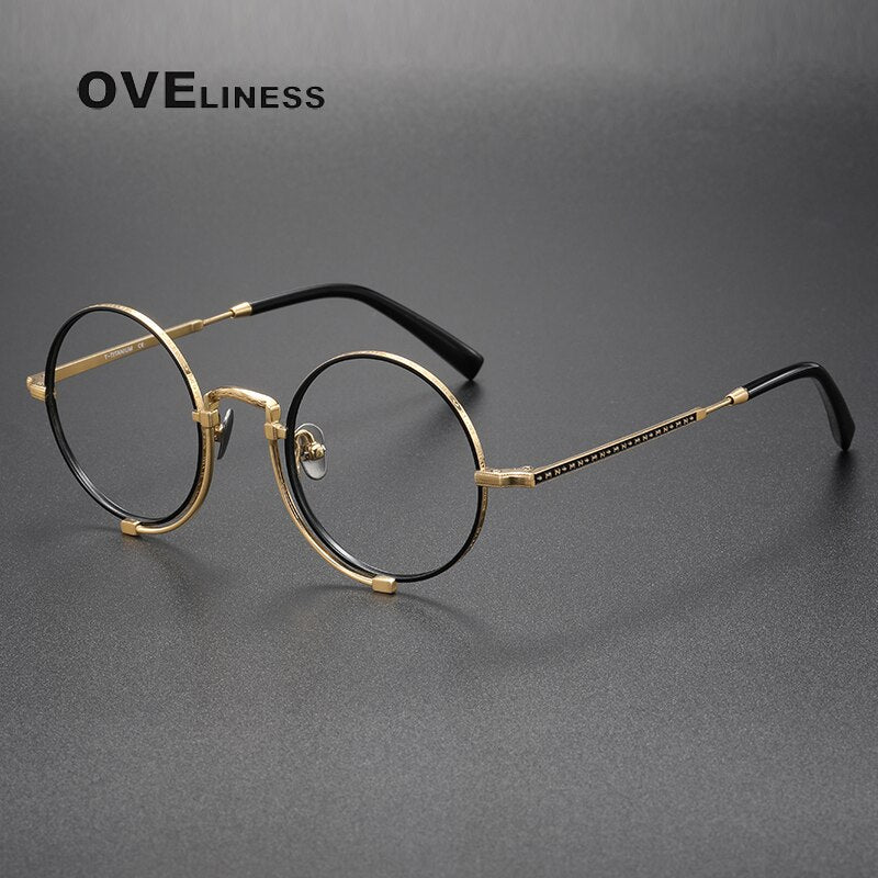 Oveliness Unisex Full Rim Round Titanium Eyeglasses 1013h Full Rim Oveliness gold  