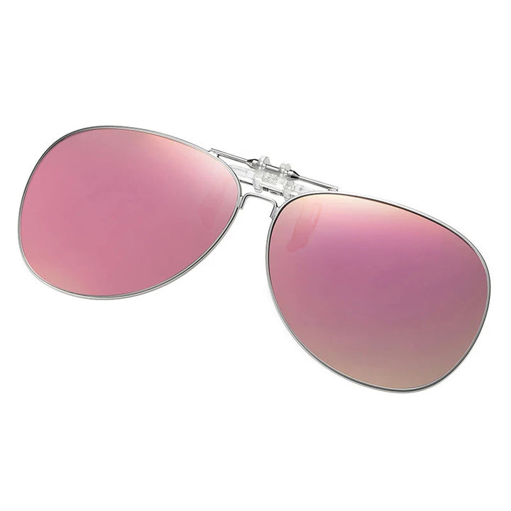 Vicky Unisex Full Rim Round Alloy Polarized Clip On Sunglasses V004 Clip On Sunglasses Vicky sakura pink  