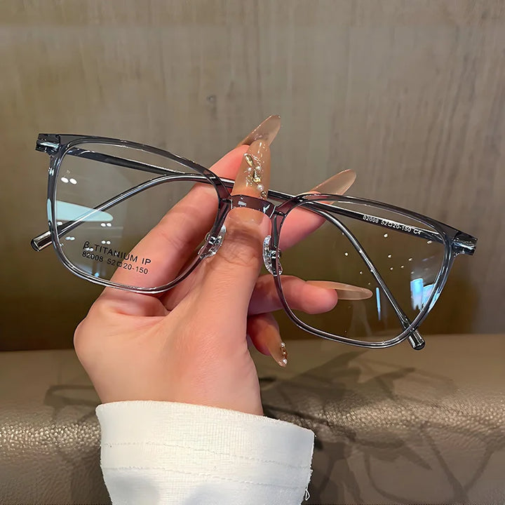 Gmei Women's Full Rim Square Tr 90 Titanium Eyeglasses 82008