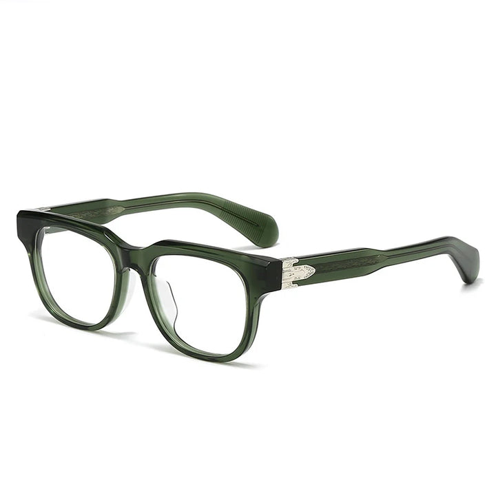 Black Mask Unisex Full Rim Square Thick Acetate Eyeglasses 30312 Full Rim Black Mask Green  