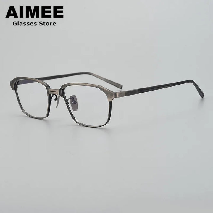 Aimee Unisex Full Rim Square Titanium Eyeglasses 41824 Full Rim Aimee Gun-Grey  