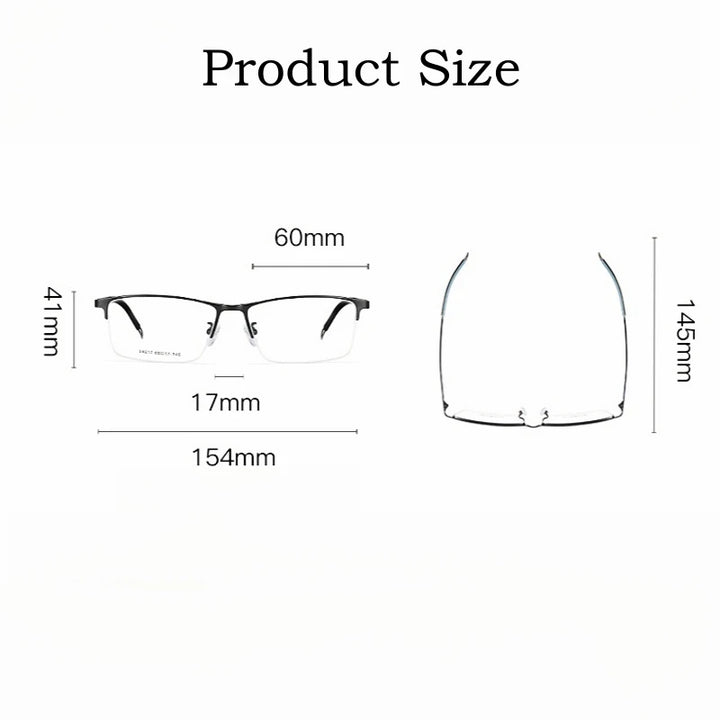 Yimaruili Men's Semi Rim Wide Front Square Alloy Eyeglasses Y34617 Full Rim Yimaruili Eyeglasses   