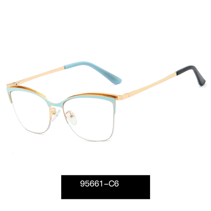 Handoer Women's Full Rim Oval Cat Eye Alloy Eyeglasses 95661