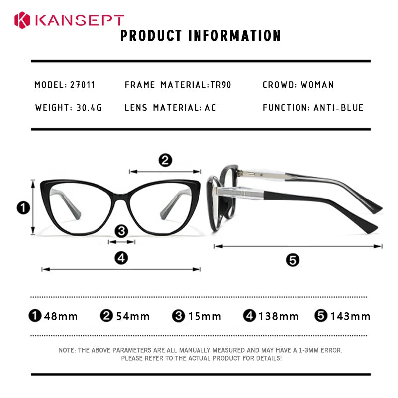 Kansept Women's Full Rim Oval Cat Eye Tr 90 Alloy Reading Glasses 527011