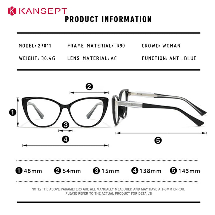 Kansept Women's Full Rim Oval Cat Eye Tr 90 Alloy Reading Glasses 527011