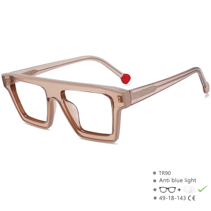 CCSpace Unisex Full Rim Rectangle Cat Eye Acetate Eyeglasses 56012 Full Rim CCspace Champagne  