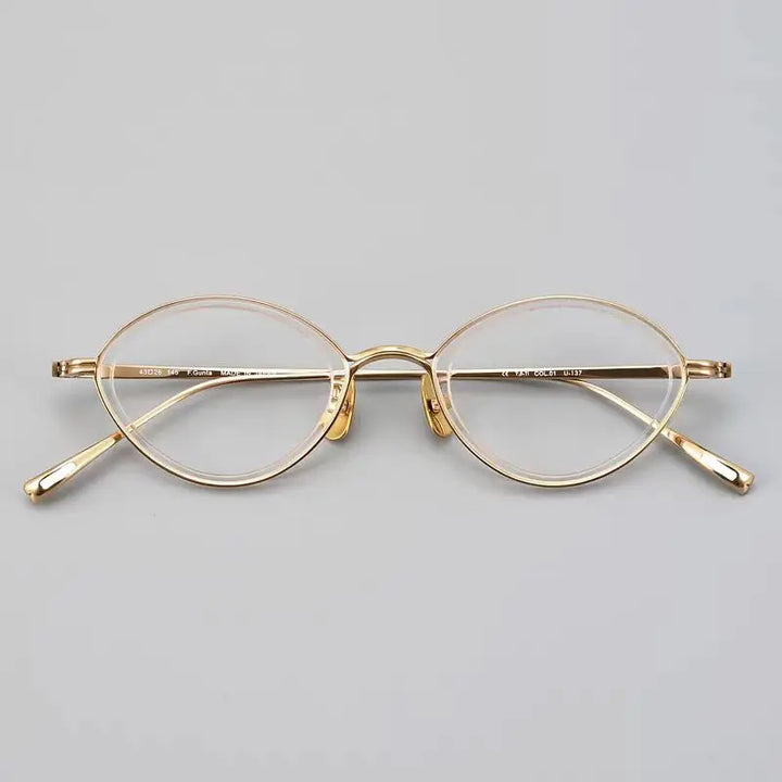 Hewei Unisex Full Rim Oval Titanium Acetate Eyeglasses 32025 Full Rim Hewei clear gold  