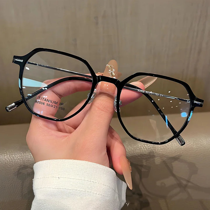 Gmei Women's Full Rim Flat Top Polygon Tr 90 Titanium Eyeglasses 82006