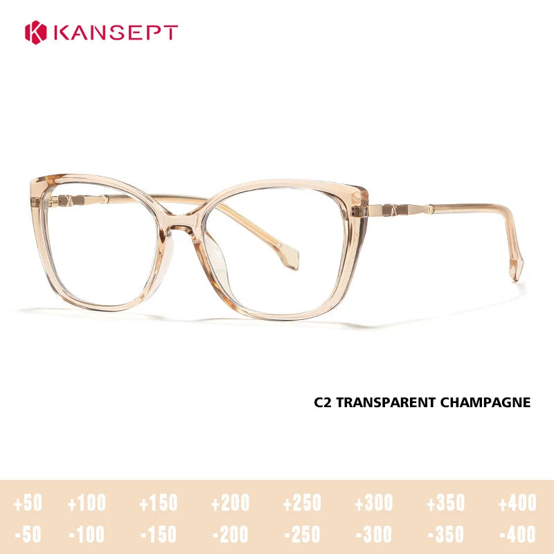 Kansept Women's Full Rim Square Tr 90 Alloy Reading Glasses 27004