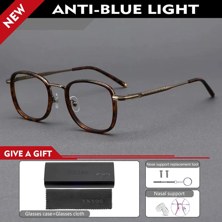 Vicky Unisex Full Rim Square Acetate Titanium Reading Glasses 10144
