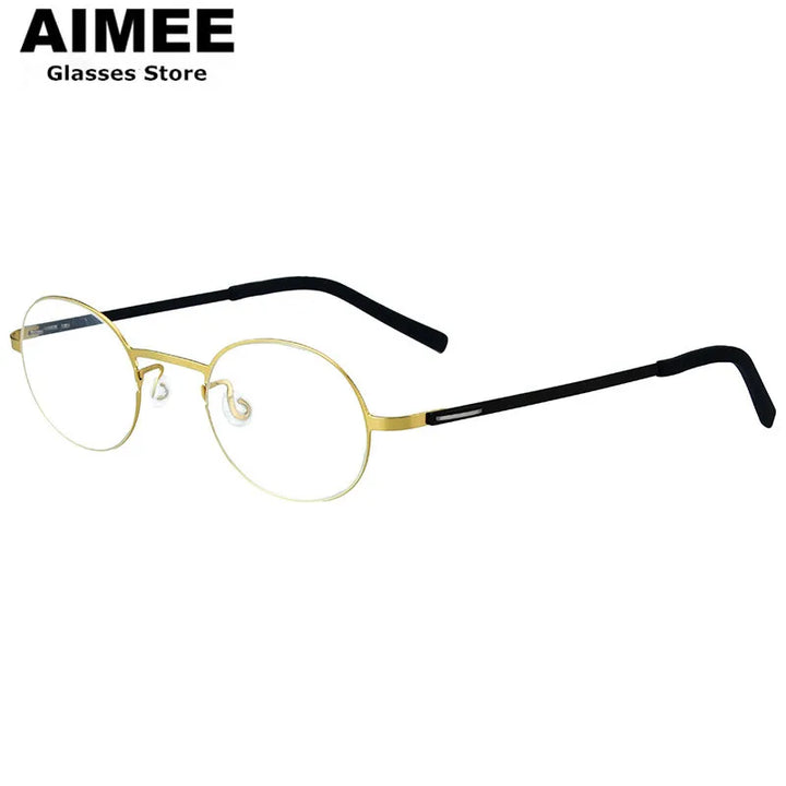 Aimee Women's Full Rim Oval Round Screwless Titanium Eyeglasses 198806