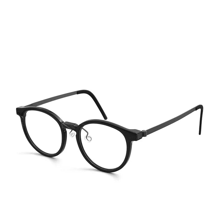 Hewei Unisex Full Rim Oval Round Acetate Titanium Eyeglasses 18451