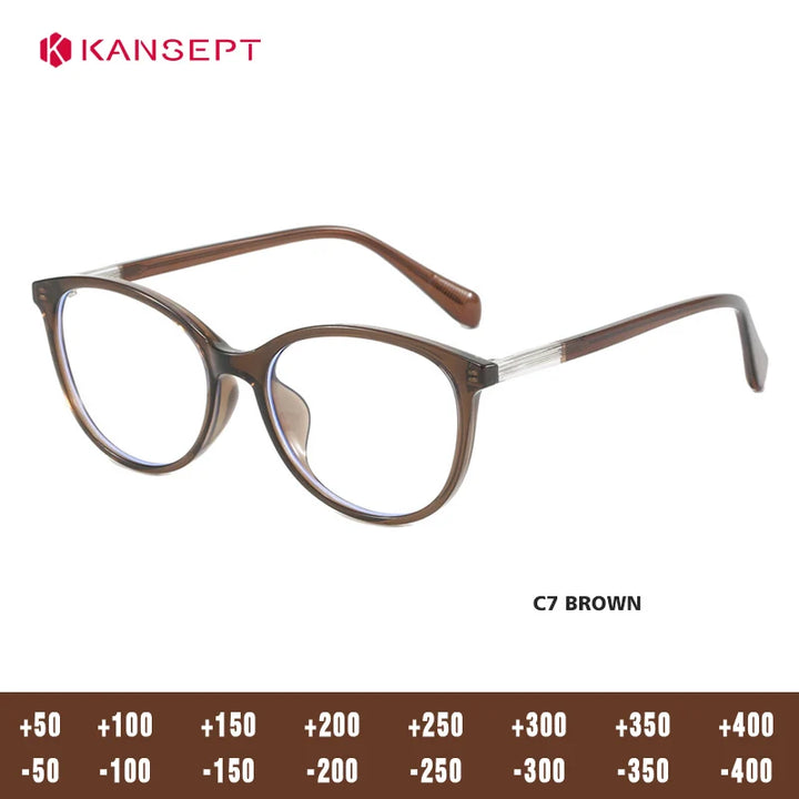 Kansept Women's Full Rim Round Tr 90 Titanium Reading Glasses 80234